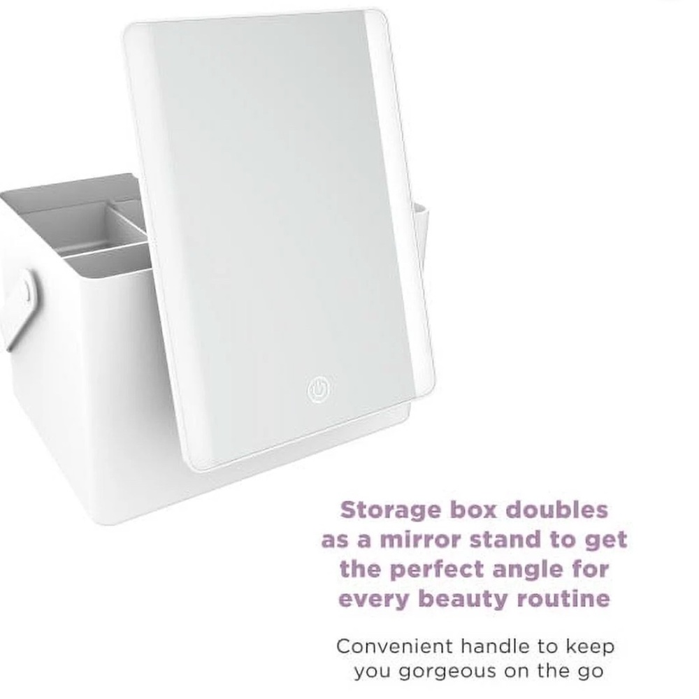White Storage Box with Mirror Stand